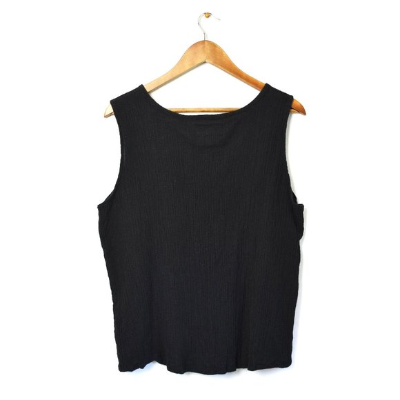 FLAX Linen Blend Black Sleeveless Tank Top Medium - Picture 4 of 8